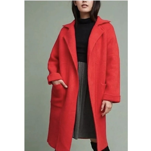 Anthropologie Jackets & Blazers - Anthropologie Womens Phoenix Open Red Sweater Coat Minimalist Capsule WardrobeXS